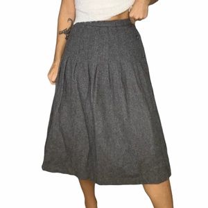vintage 80s grey midi wool skirt